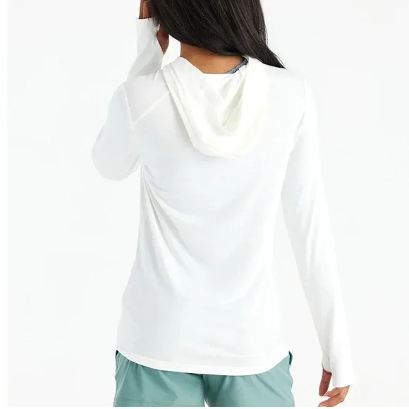 Free Fly Women’s Bamboo Lightweight Hoodie II in Bright White - Picture 2 of 4